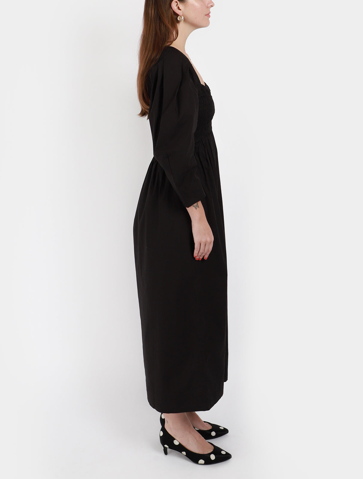 ganni-cotton-open-neck-smock-long-dress-black_2